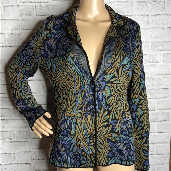 Peruvian Connection Pima cotton floral cardigan sweater - Picture 1 of 6